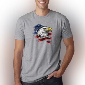 Patriotic Bald Eagle Embroidered T-Shirt – American Flag USA Pride Tee